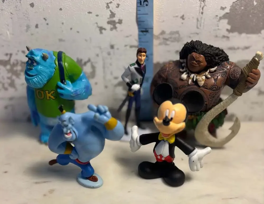 Disney 5 Collectible Toys  Sulley, Mickey  Mouse Genie,Demigod, &Hans